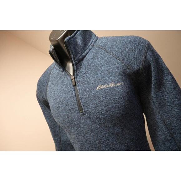 Eddie Bauer Camp Sweater 1/4 Zip Fleece Pullover Marled Blue Mens Size Medium - Picture 2 of 8